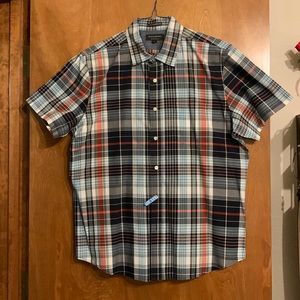 Banana Republic Mens L short Sleeve Standard Fit Plaid Button Down Shirt